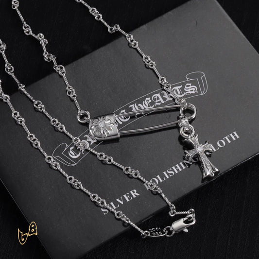 CH Pin & Cross Pendant Necklace - CH0041 image 2