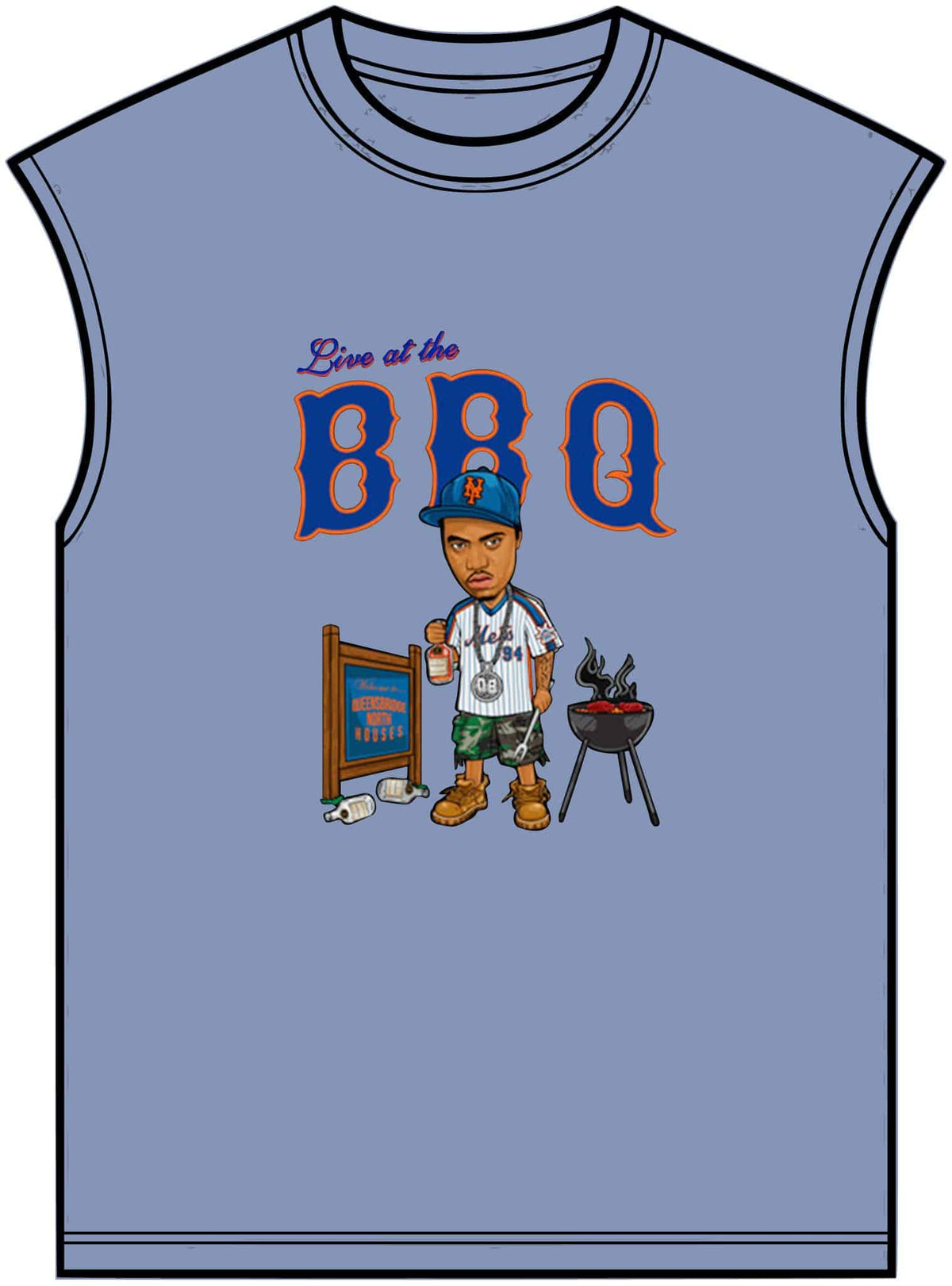Rap Nas Live At The BBQ Unisex Garment-Dyed Muscle Tee image