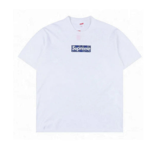 SUP Box Logo Zebra Blue Print T-Shirt in White - 515 - spm0000515 image 0