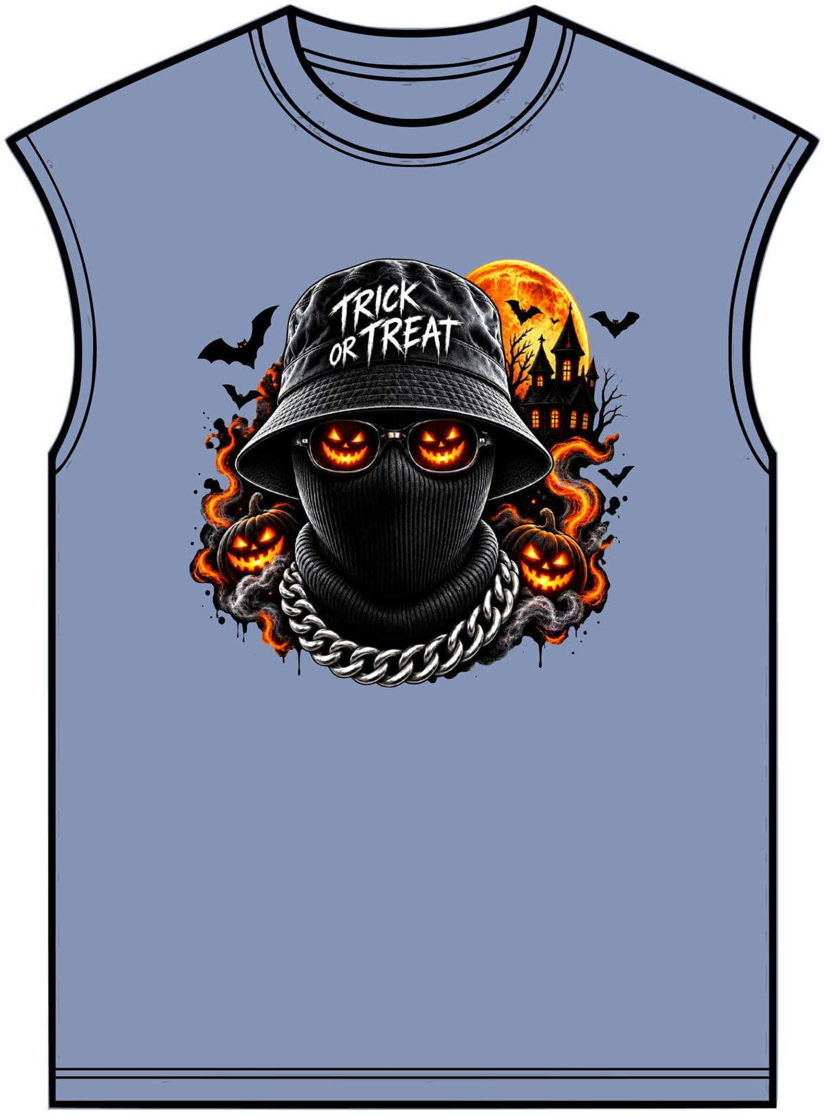 Spooky Streetwear Masked Unisex Garment-Dyed Muscle Tee image