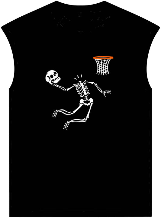 Halloween Basketball Skeleton Unisex Garment-Dyed Muscle Tee image 0