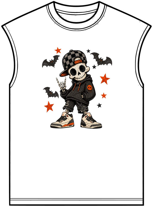 Boy Skeleton Halloween Unisex Garment-Dyed Muscle Tee image 0