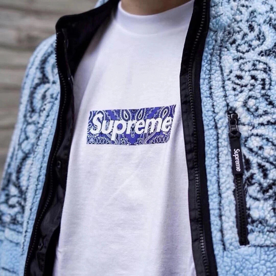 SUP Box Logo Zebra Blue Print T-Shirt in White - 515 - spm0000515 image 9