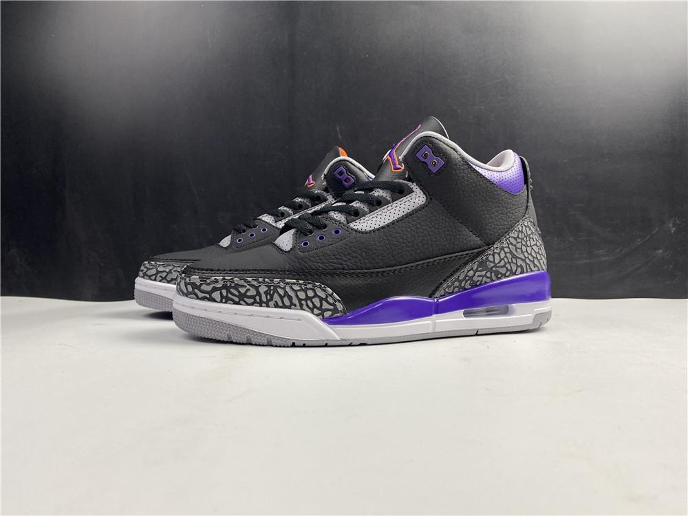 AJ 3 Retro Black Court Purple Shoes Sneakers - nk0000817 image 4