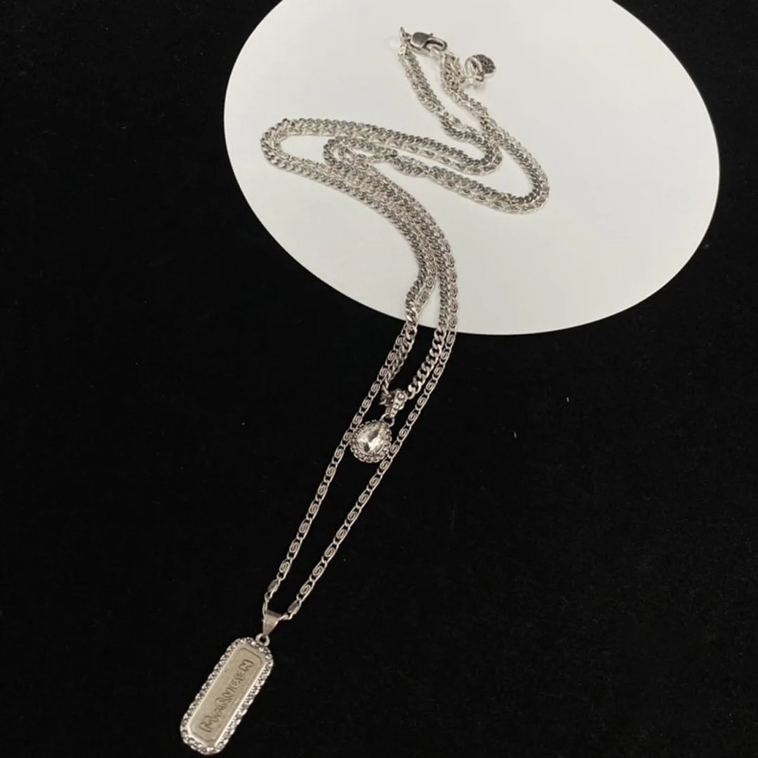 McQueen Logo Plaque Chain Necklace - MC0008 - Silver image