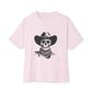 Outlaw Skull Unisex Oversized Boxy Tee - Soft Pink, 3XL image