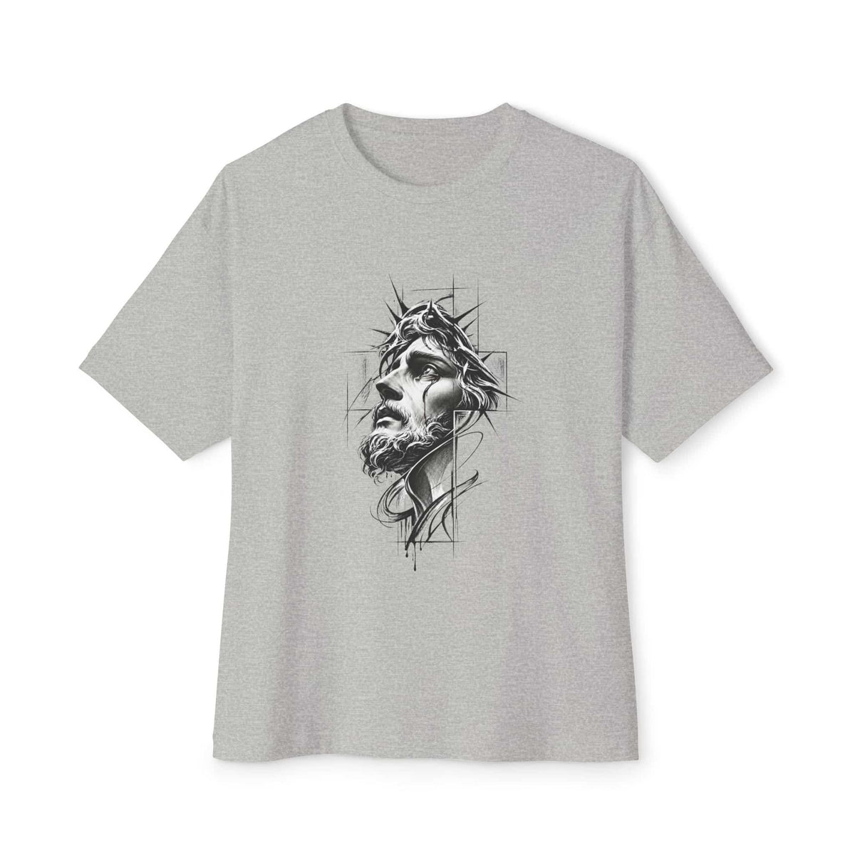 Crown of Faith 1 Unisex Oversized Boxy Tee - Athletic Heather, S image
