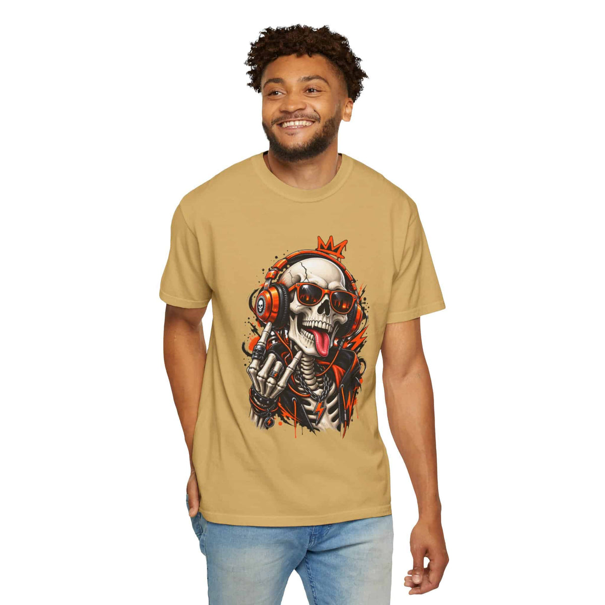 Neon Skull DJ Unisex Garment-Dyed T-shirt image 62
