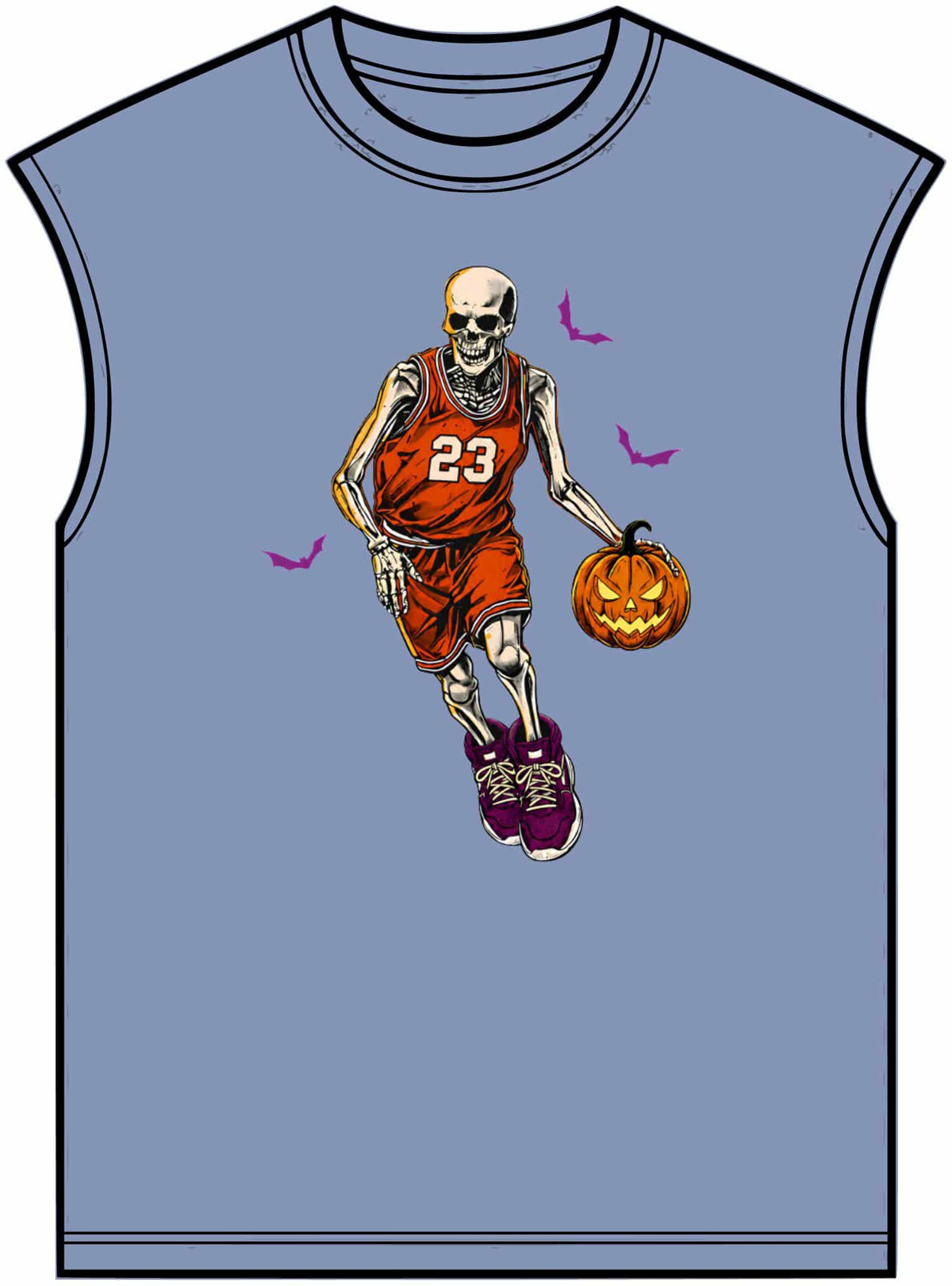 Halloween Basketball Unisex Garment-Dyed Muscle Tee image