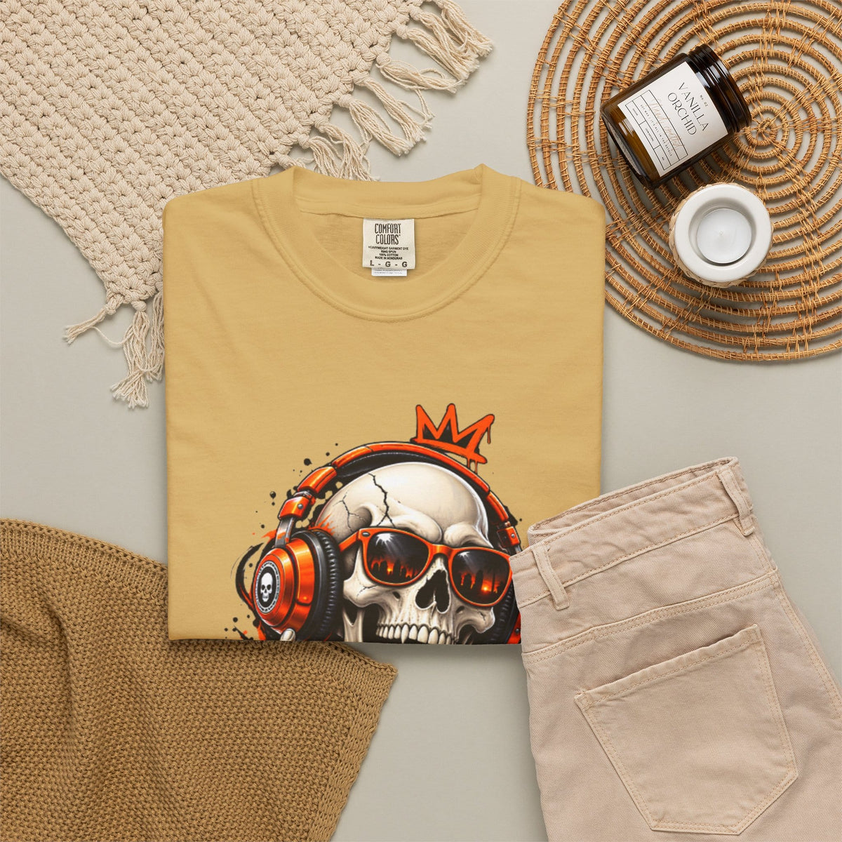 Neon Skull DJ Unisex Garment-Dyed T-shirt image 57