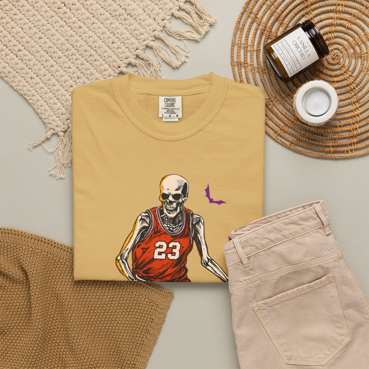 Halloween Basketball Unisex Garment-Dyed T-shirt image 33