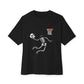 Halloween Basketball Skeleton Unisex Oversized Boxy Tee - Black, S image