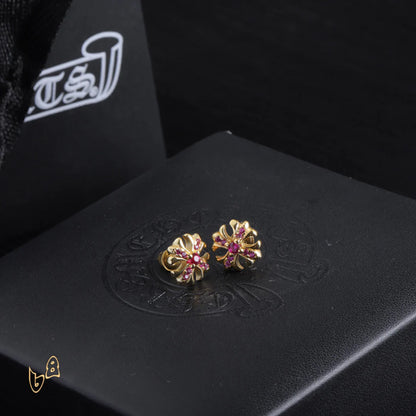 CH Cross Flower Earrings - CH0152 - Gold 1 image