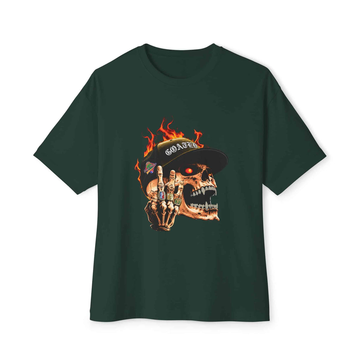 GOATED Skull Unisex Oversized Boxy Tee - Forest, 2XL image