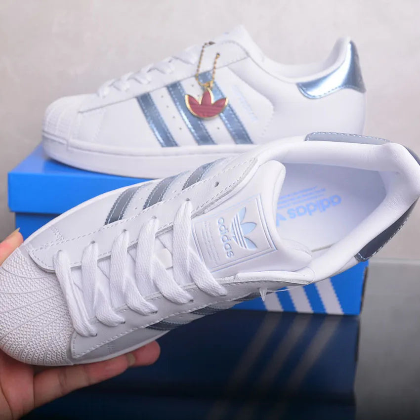AD Superstar White Silver Metallic Shoes Sneakers - nk0005445 image 9