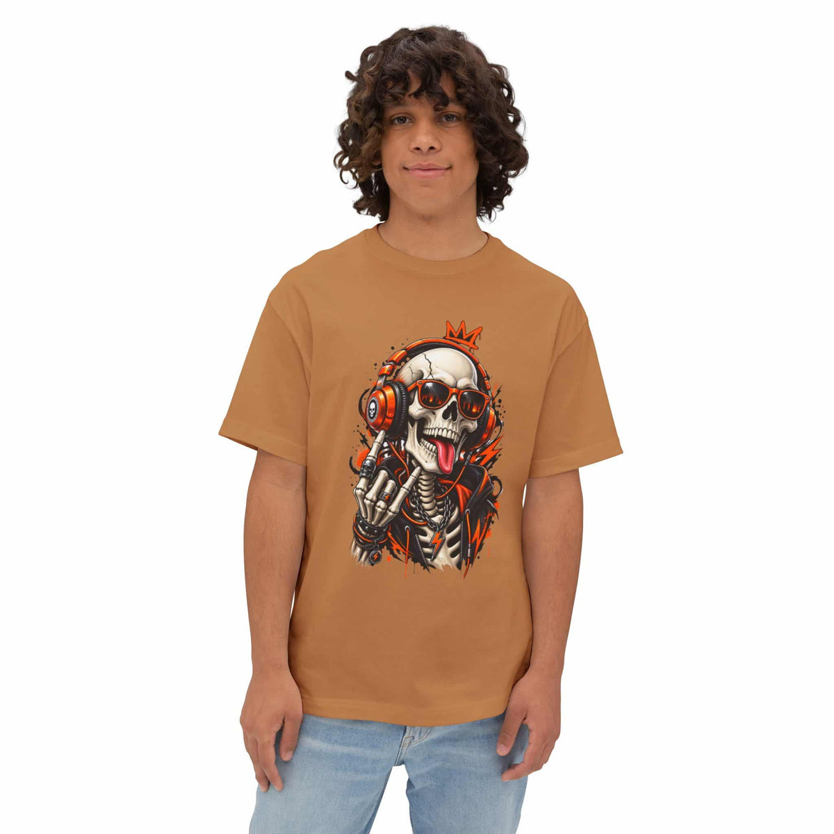 Neon Skull DJ Unisex Oversized Boxy Tee image 30
