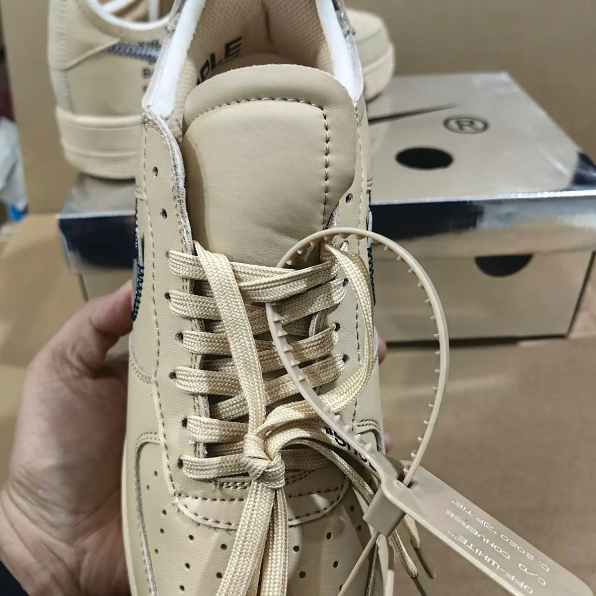 OW x AF 1 Low Sesame Shoes Sneakers - nk0004452 image 13