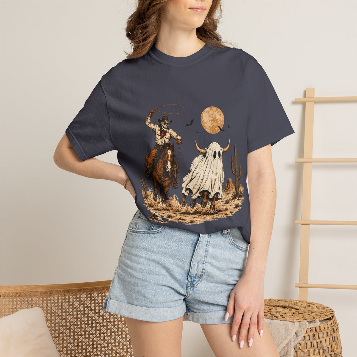 Halloween Basketball Skeleton Unisex Garment-Dyed T-shirt image 138