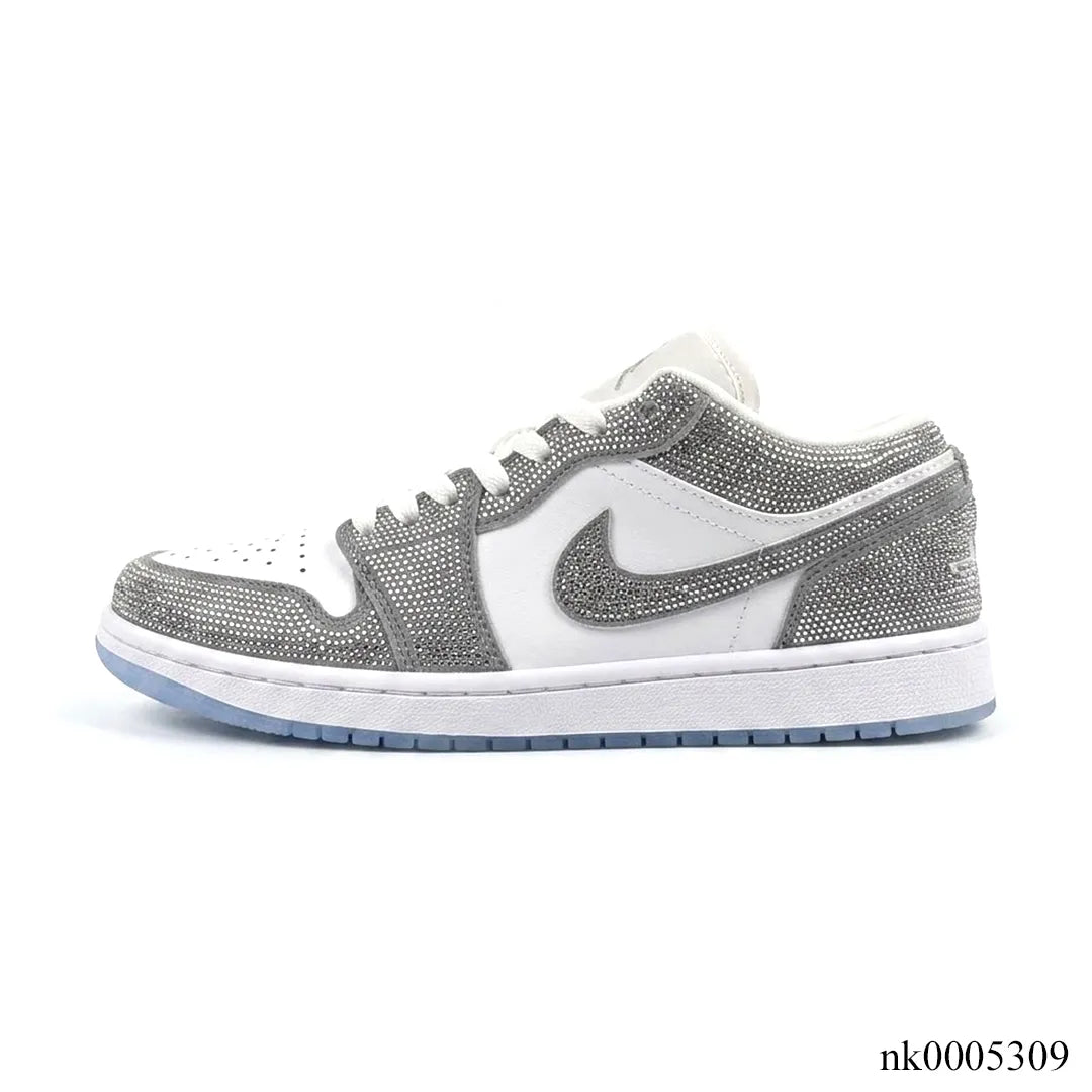 AJ 1 low customized with silver Swarovski crystal Shoes Sneakers – nk0005309 image 1
