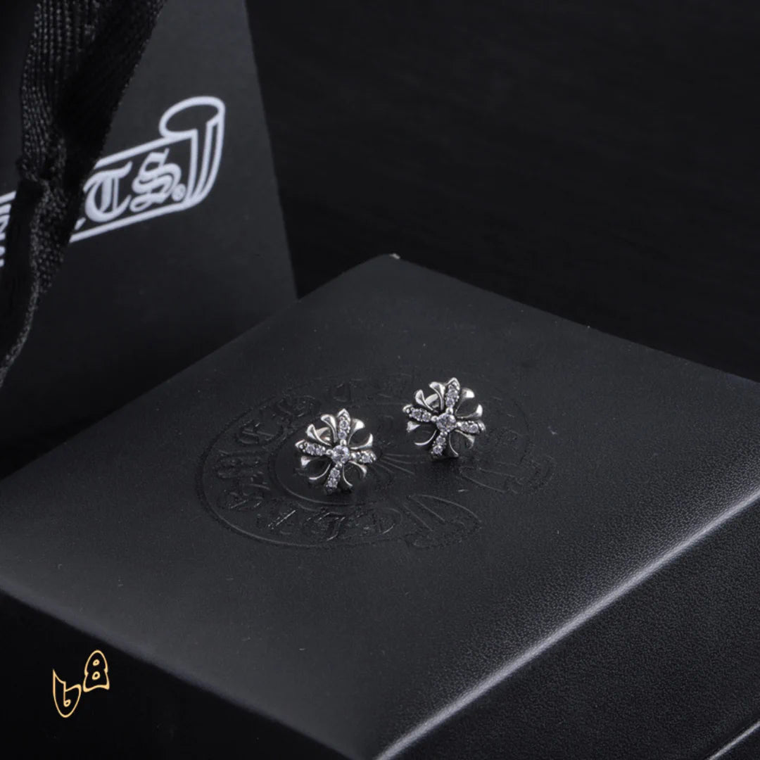 CH Cross Flower Earrings - CH0152 - Silver 2 image