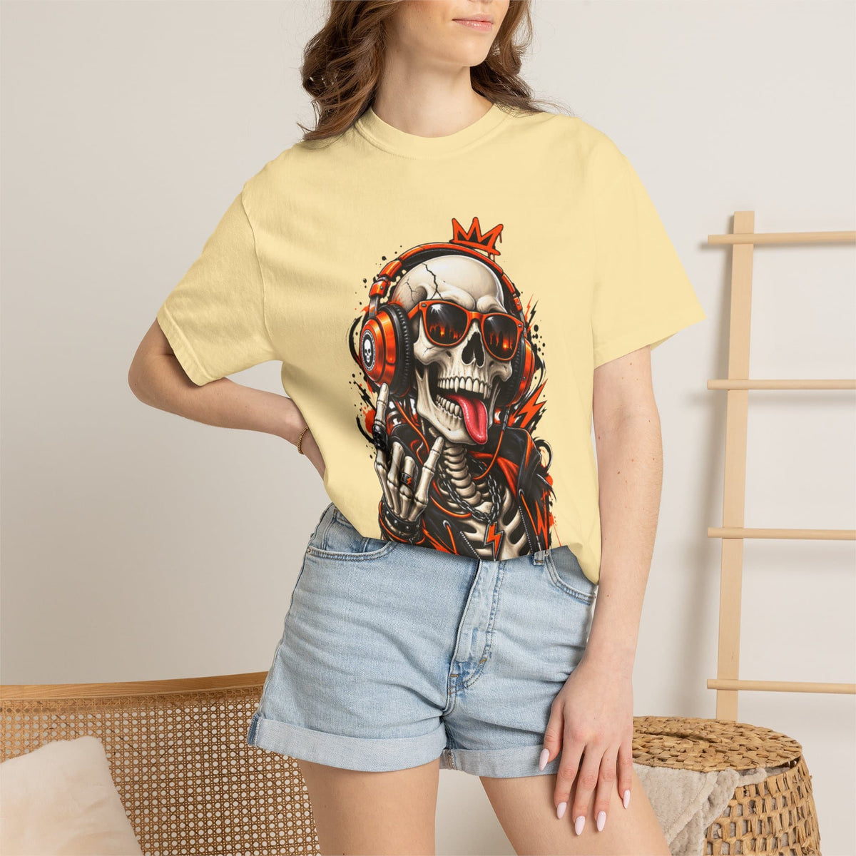 Neon Skull DJ Unisex Garment-Dyed T-shirt image 38