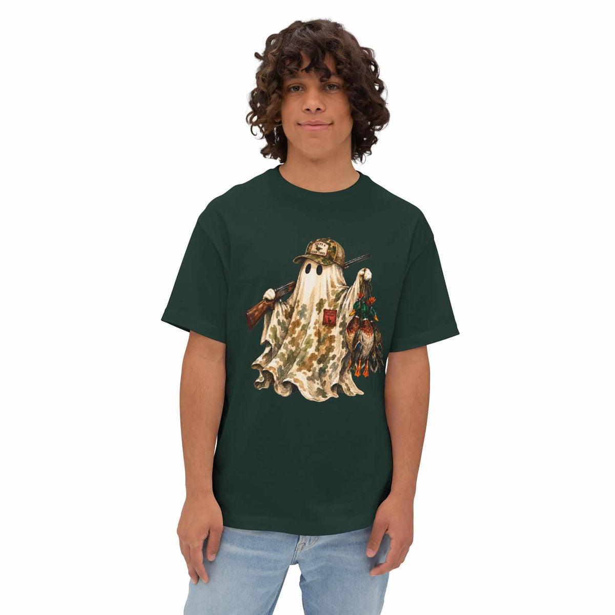 Hunting Season Spooky Camo Mallards Unisex Oversized Boxy Tee image 23