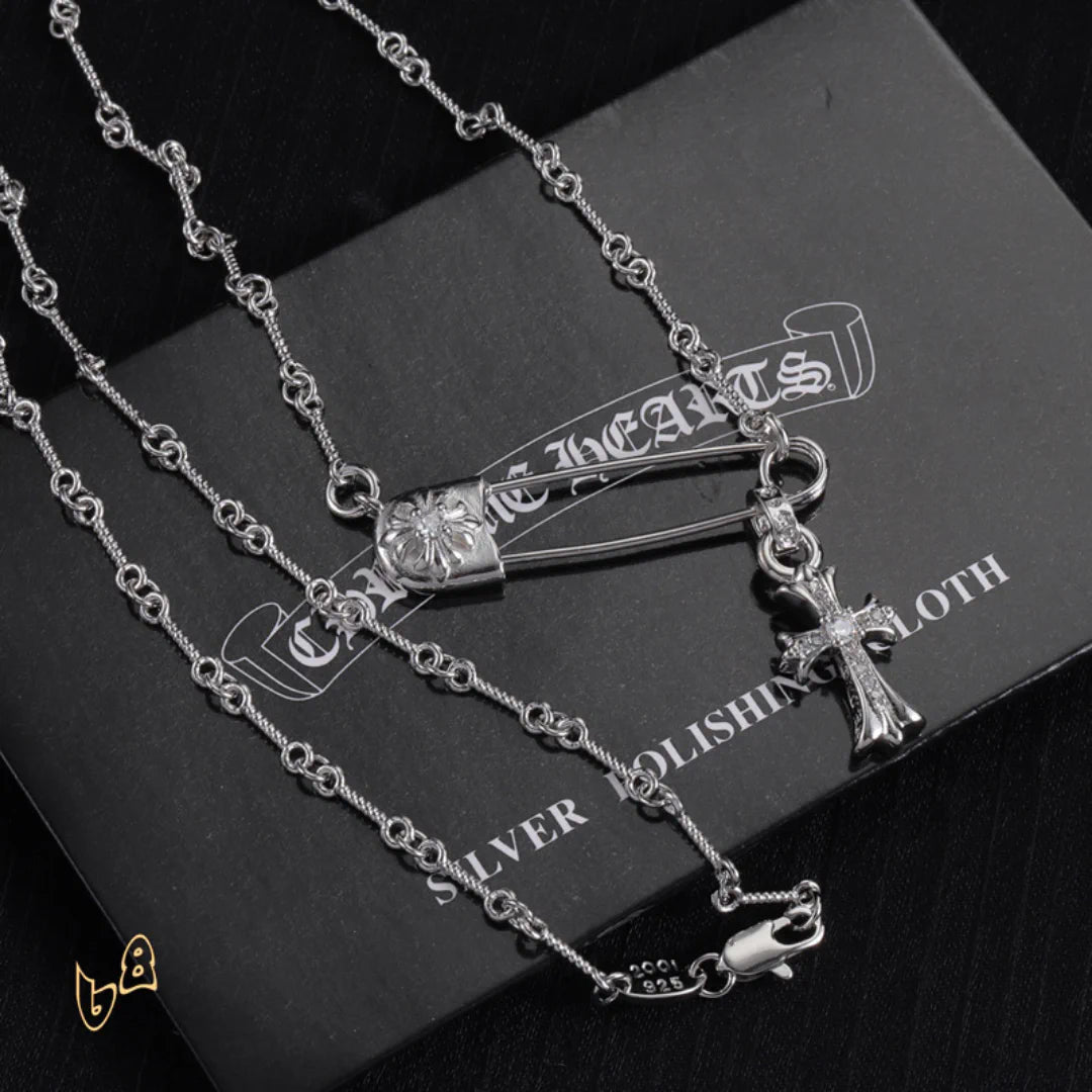 CH Pin & Cross Pendant Necklace - CH0041 image 2