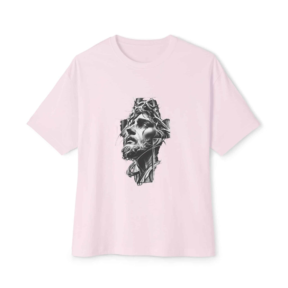 Crown of Faith 2 Unisex Oversized Boxy Tee - Soft Pink, XS image