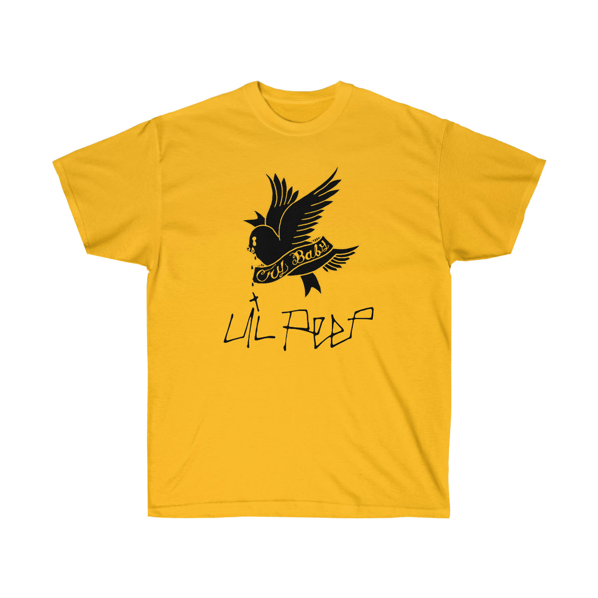 Crybaby Bird Black Men T-Shirt - Gold, 3XL image