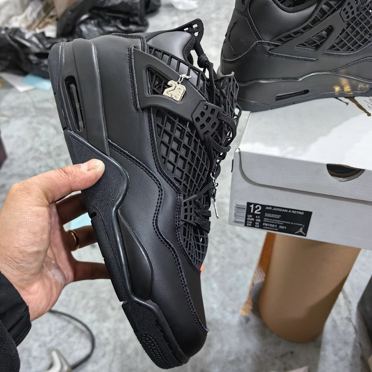 [Premium] AJ 4 NET Black Shoes Sneakers - nk0004084 image 7