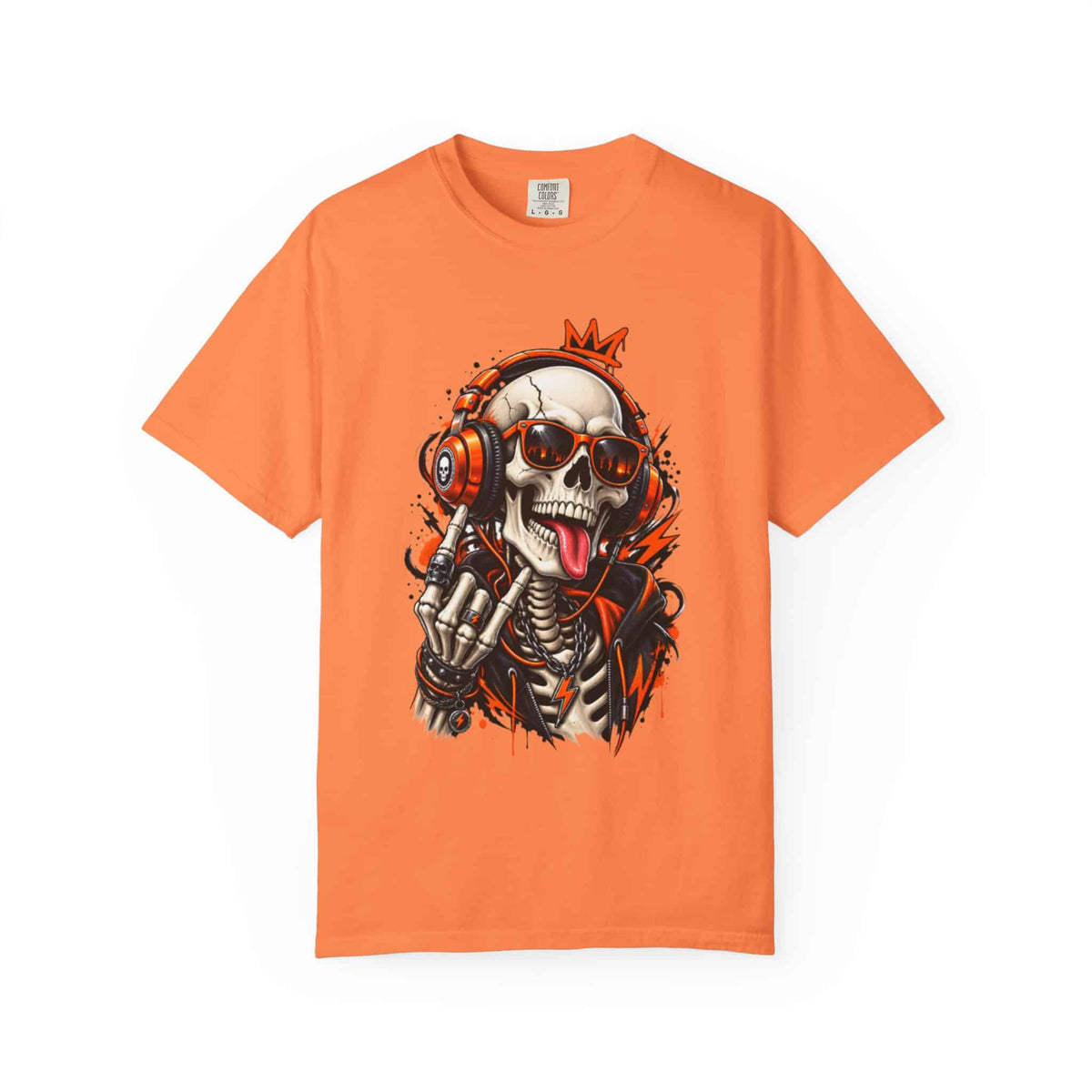 Neon Skull DJ Unisex Garment-Dyed T-shirt image
