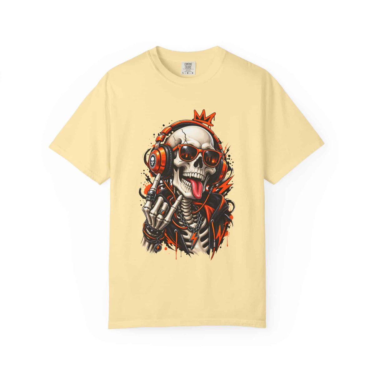 Neon Skull DJ Unisex Garment-Dyed T-shirt image