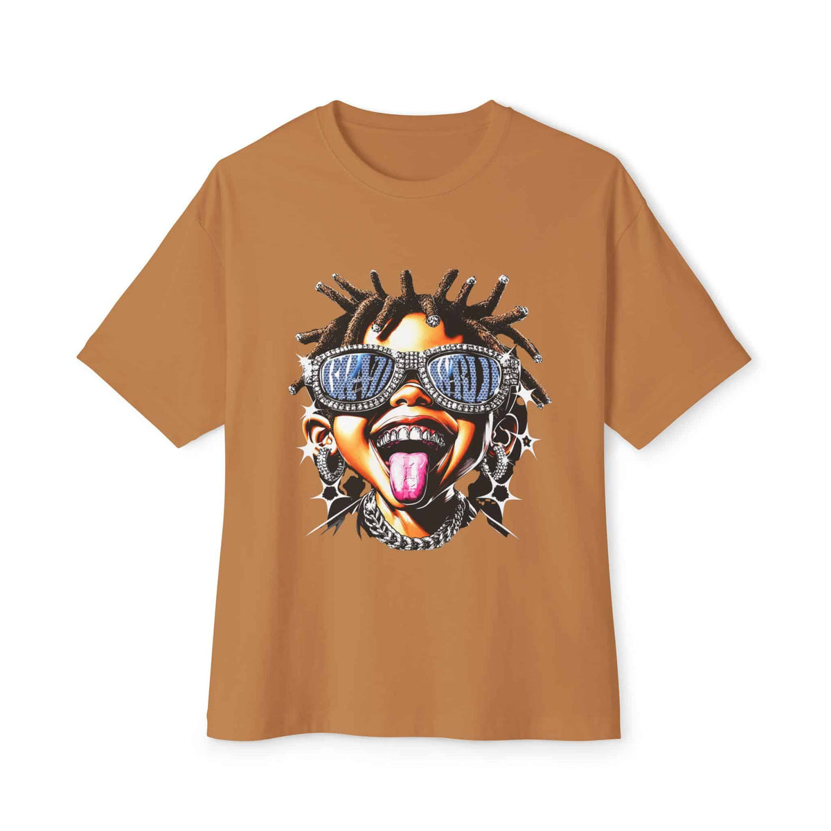 Diamond Drip Unisex Oversized Boxy Tee - Toast, L image