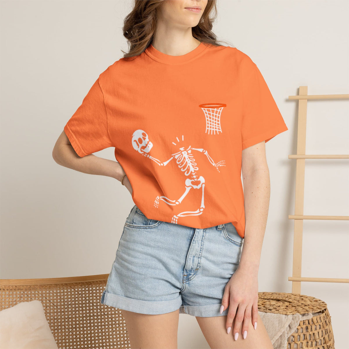 Halloween Basketball Skeleton Unisex Garment-Dyed T-shirt image 14