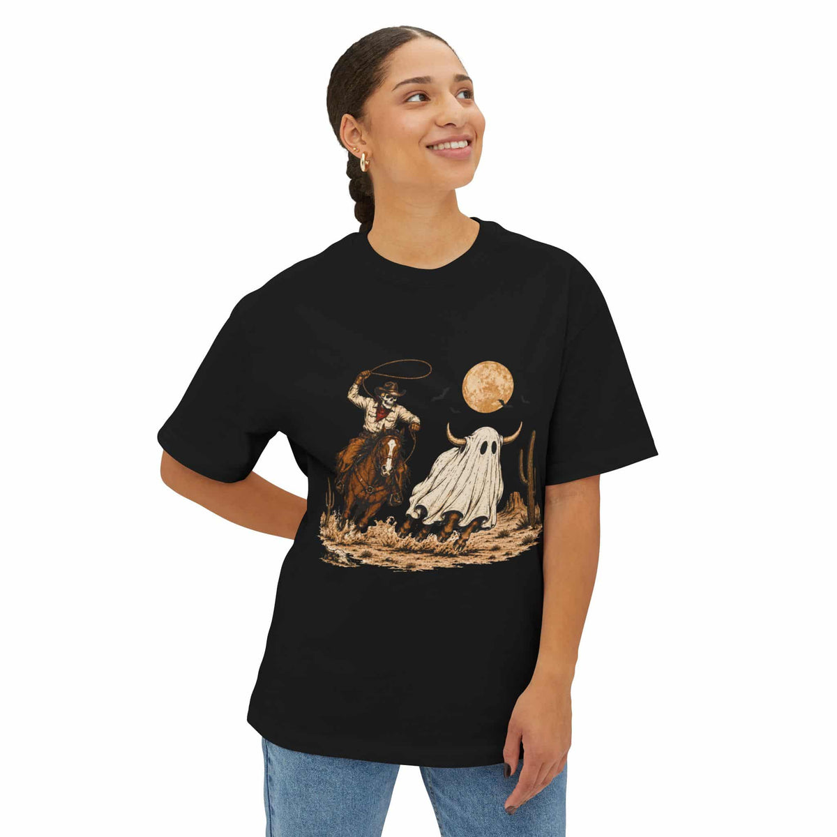 Halloween Cowboy Unisex Oversized Boxy Tee image 7