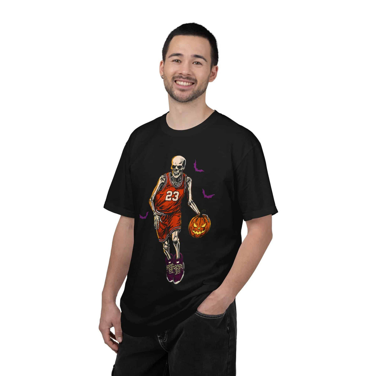 Halloween Basketball Unisex Garment-Dyed T-shirt image 4