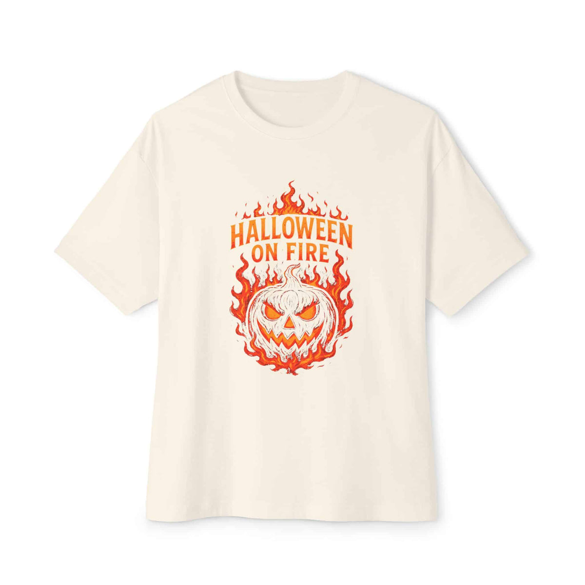 Halloween on Fire Unisex Oversized Boxy Tee - Natural, 3XL image