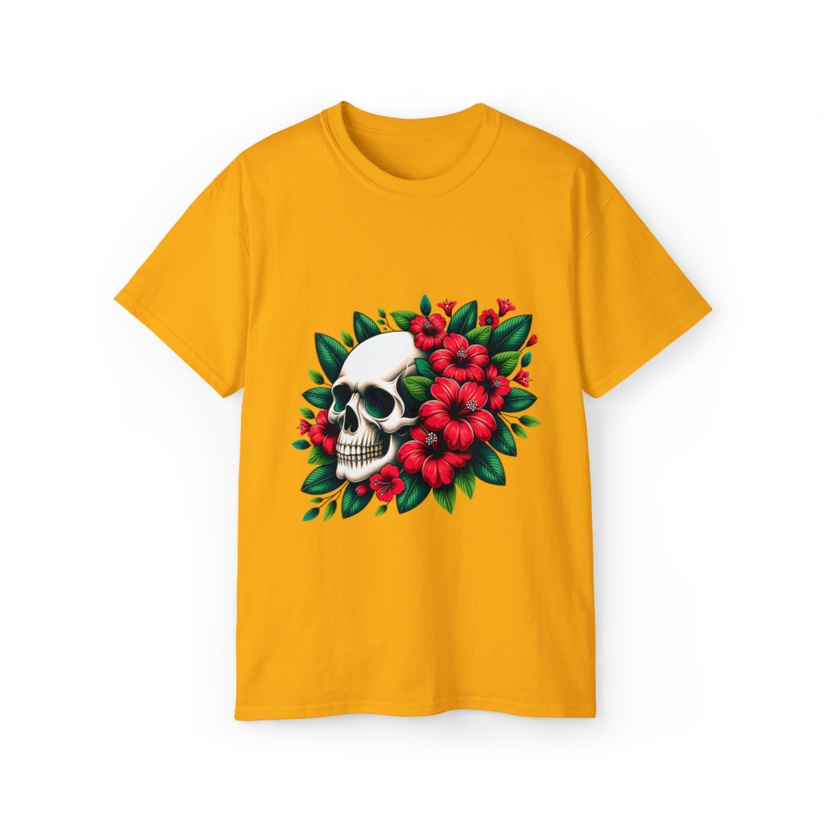 Flower Skull T-Shirt - Gold, XL image