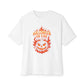 Halloween on Fire Unisex Oversized Boxy Tee - White, XS image