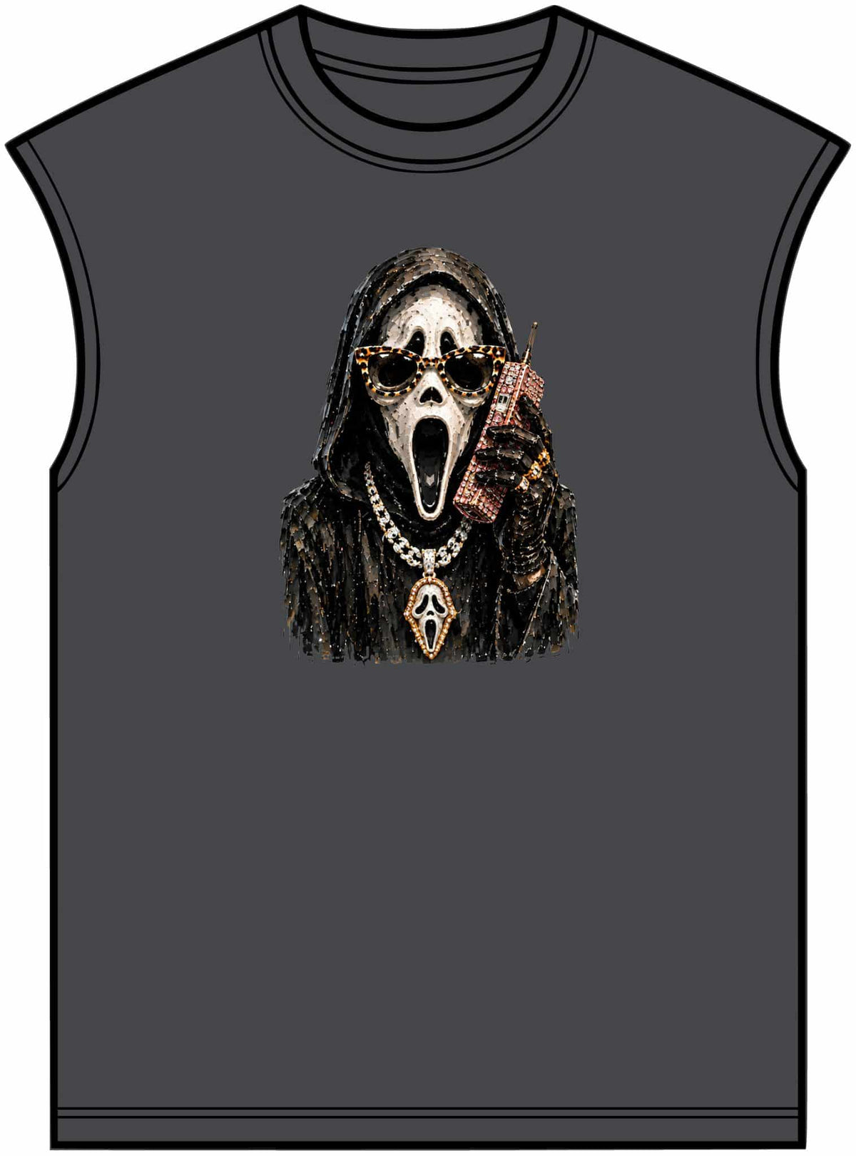 Halloween Ghostface Unisex Garment-Dyed Muscle Tee image