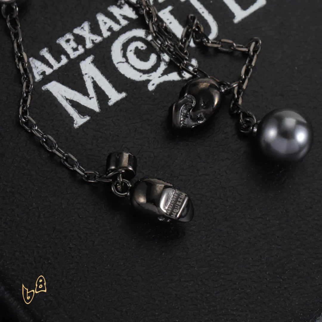 McQueen Silver Chain Skull Drop Earrings - MCQ0022 image 3