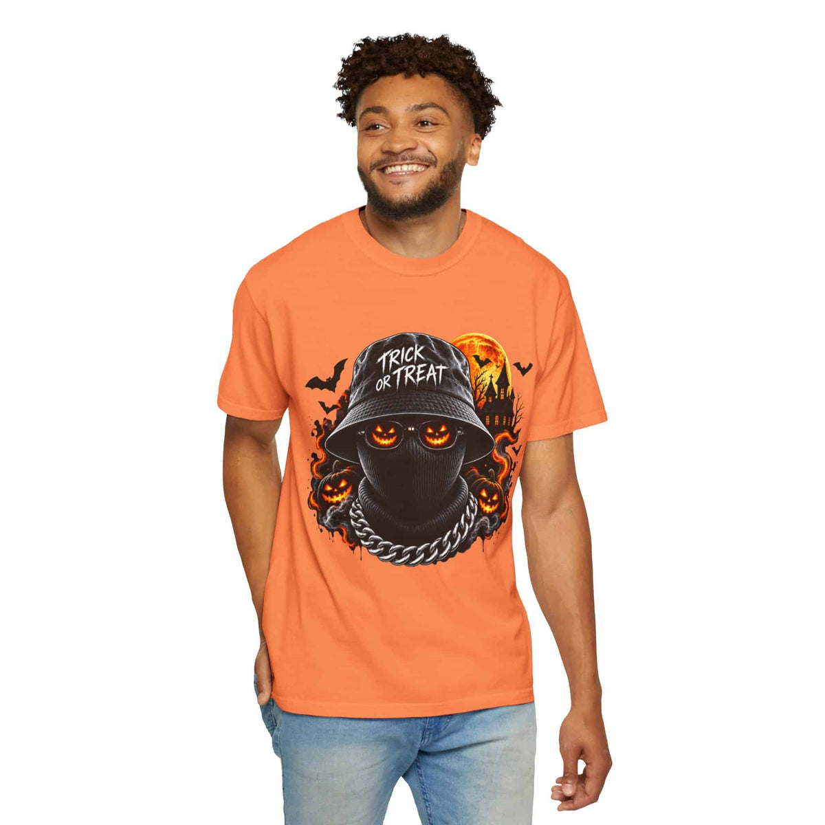 Spooky Streetwear Masked Unisex Garment-Dyed T-shirt image 11