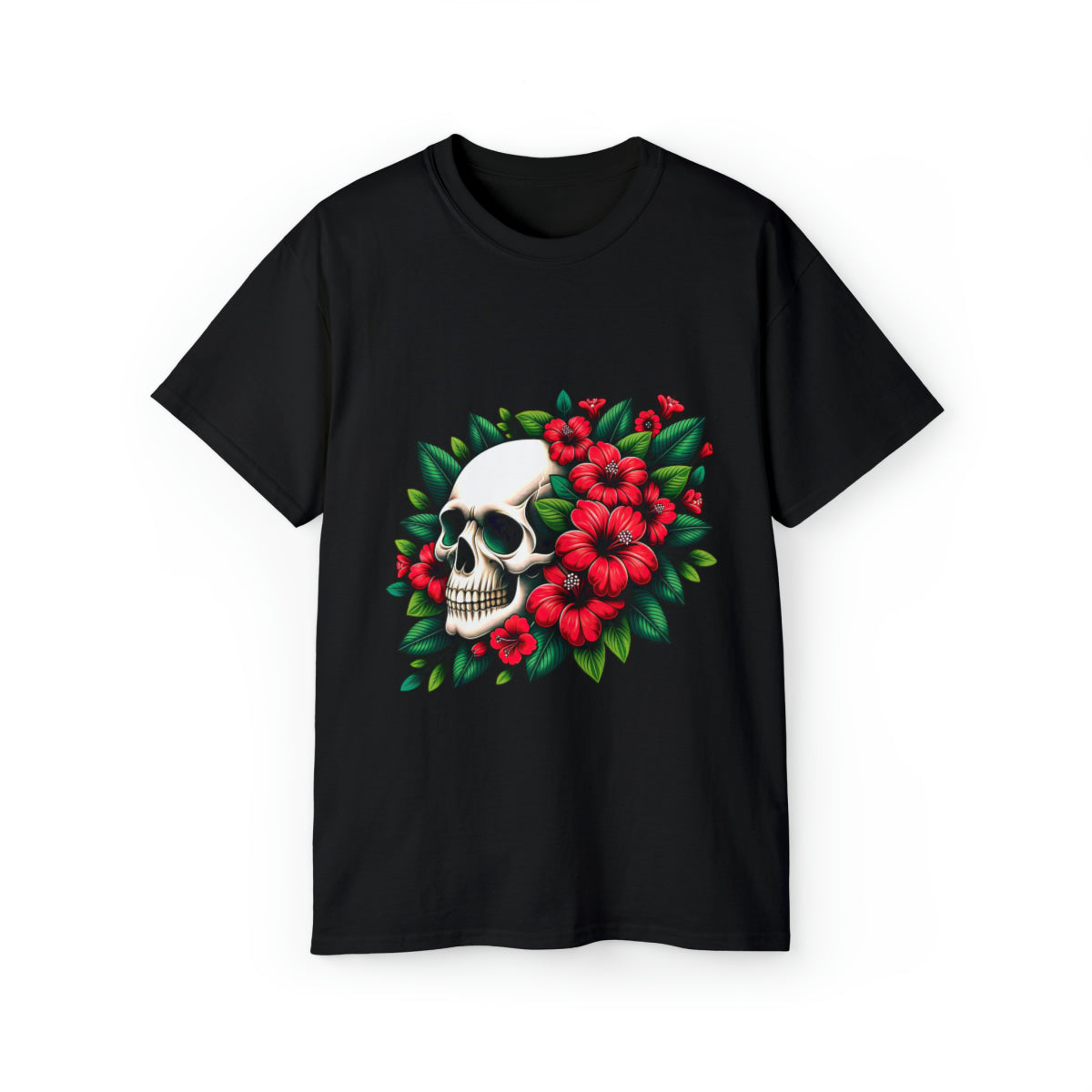 Flower Skull T-Shirt - Black, M image