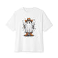 Howdy Ghost Unisex Oversized Boxy Tee - White, S image