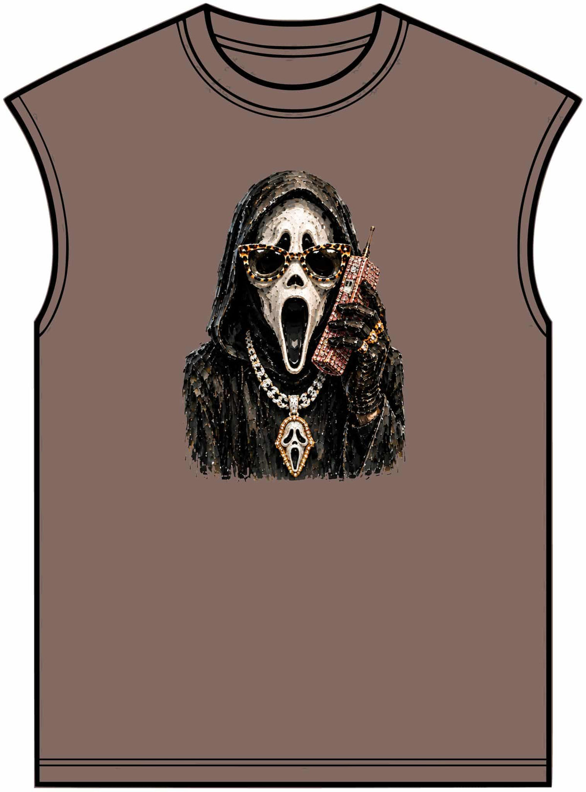Halloween Ghostface Unisex Garment-Dyed Muscle Tee image