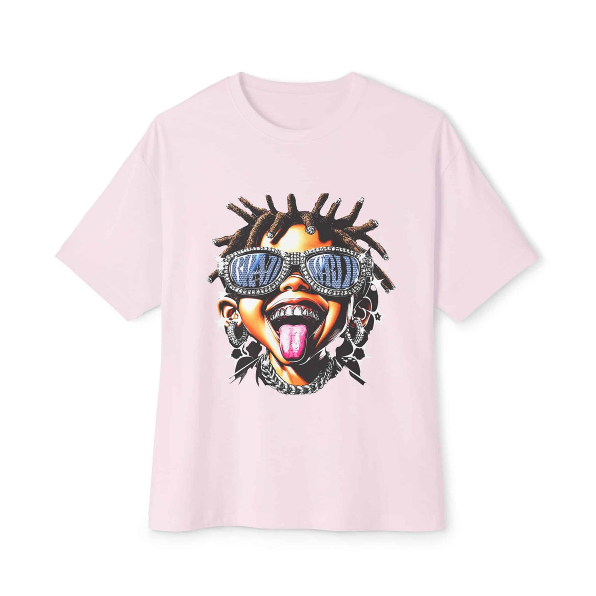 Diamond Drip Unisex Oversized Boxy Tee - Soft Pink, 3XL image