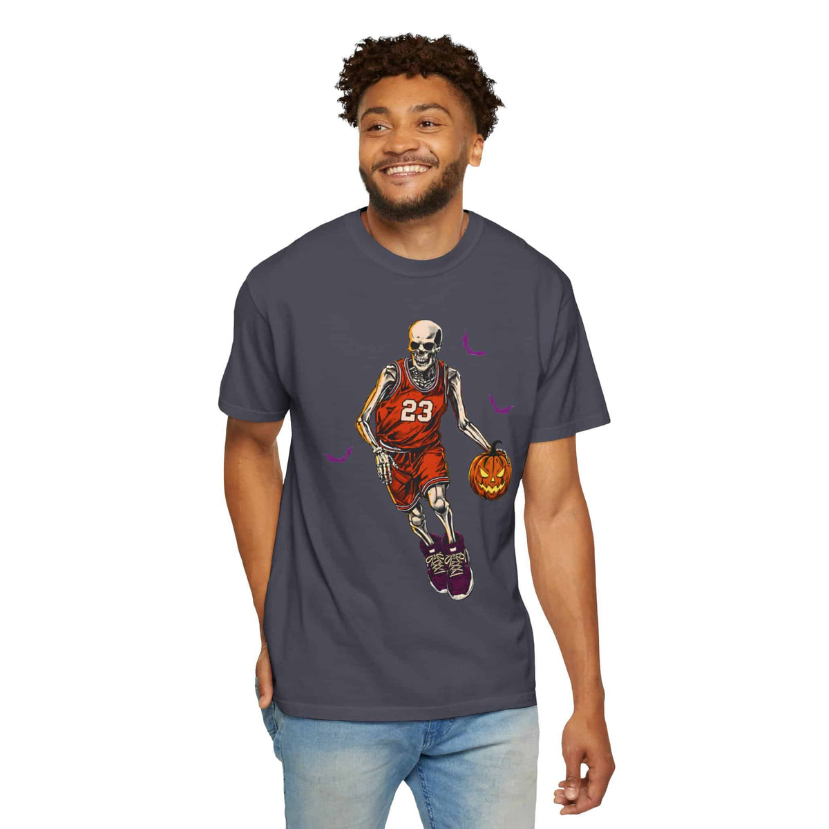 Halloween Basketball Unisex Garment-Dyed T-shirt image 83