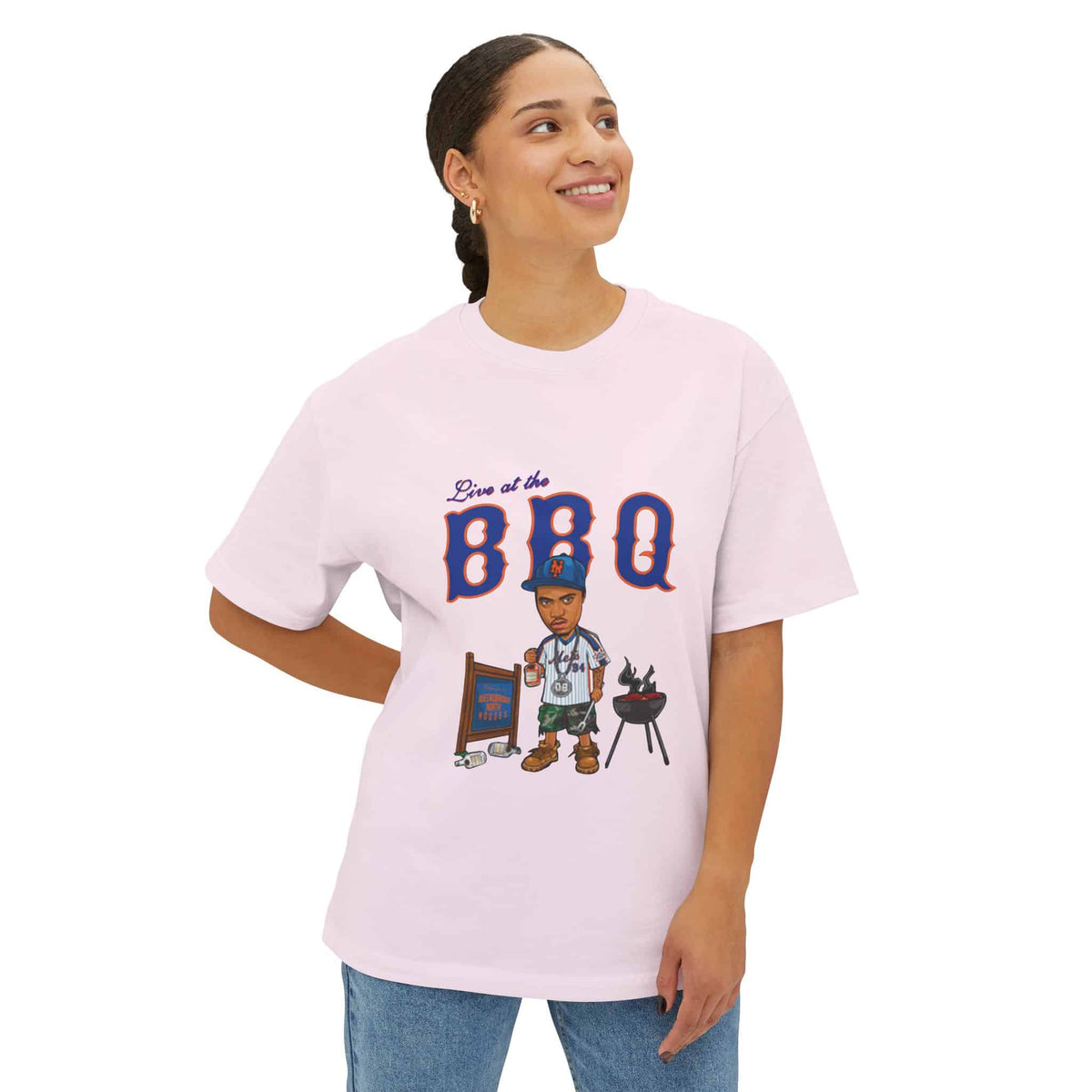 Rap Nas Live At The BBQ Unisex Oversized Boxy Tee image 3