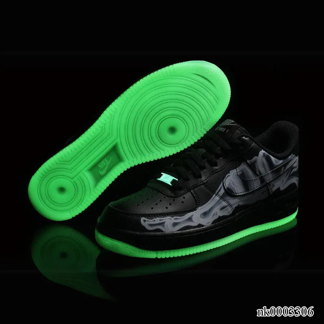 AF 1 Low Black Skeleton Halloween Shoes Sneakers – nk0003306 image 1