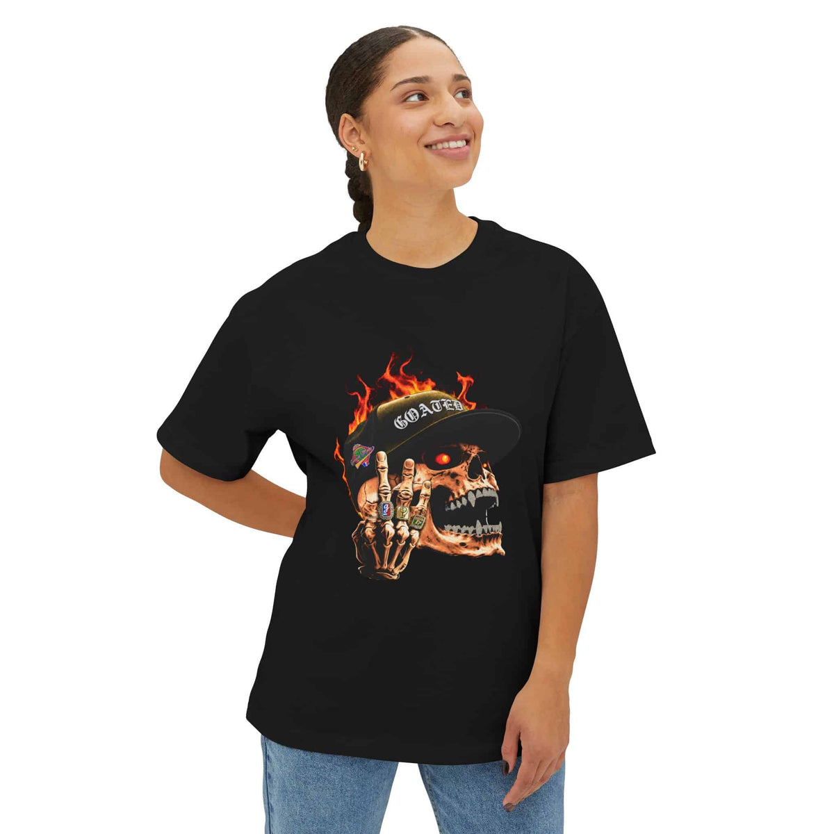 GOATED Skull Unisex Oversized Boxy Tee image 3